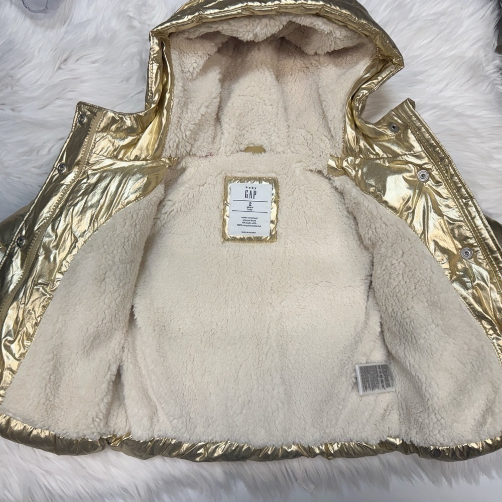 TWINS GAP Kids Gold Puffer Jacket set of 2 size 2yrs Gold puffer - Picture 7 of 13
